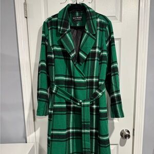 Jason Maxwell Green Plaid Trench Coat